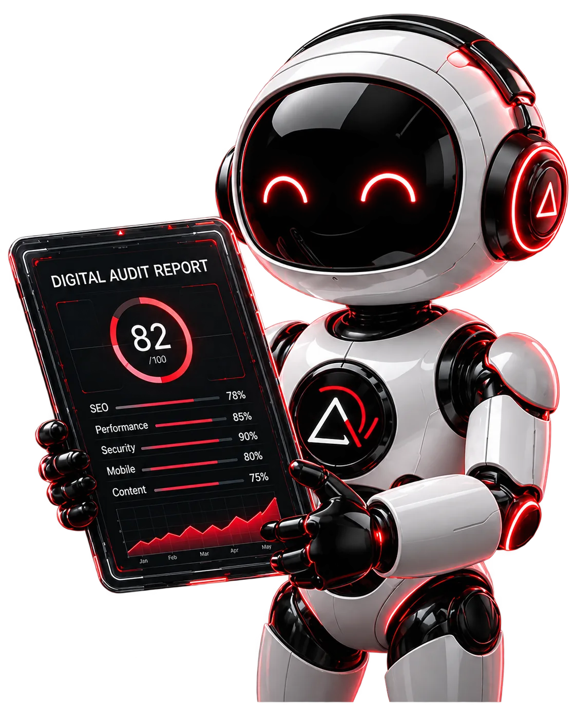 DIGITART robot με tablet, δείχνει αναφορά ψηφιακού ελέγχου